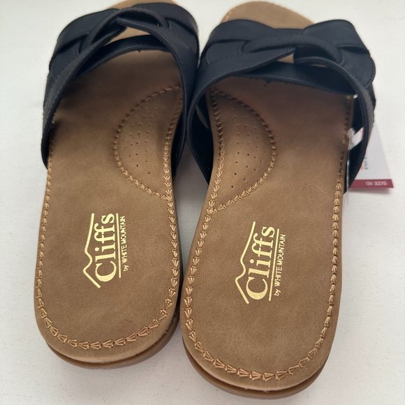 Cliffs by White Mountain Women's Slide Sandal Black Size 10 Comfort Sole - Picture 6 of 9